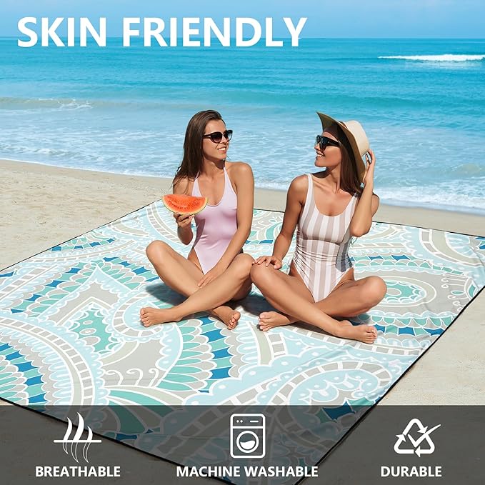 AISPARKY Beach Blanket Waterproof Sandproof Quick Drying Beach Mat Extra Large Outdoor Picnic Blanket for Travel Camping Hiking
