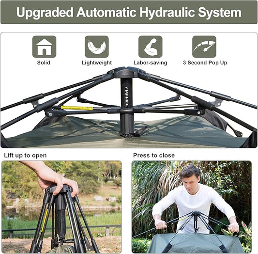 Instant Pop Up Tents for Camping, 2-3 Person Camping Tent 60s Automatic Easy Setup Tent, Double-Thick Waterproof Instant Tents for Hiking Backpacking