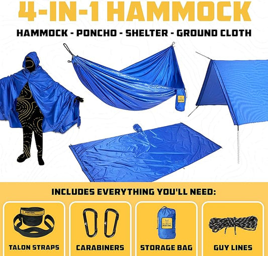 Wise Owl Outfitters Hammock for Camping Hammocks Gear for The Outdoors Backpacking Survival or Travel - Portable Lightweight Parachute Nylon - Up to 500lbs