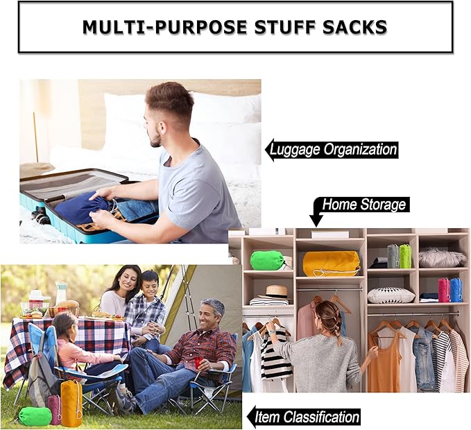 BeeGreen Stuff Sack for Backpacking Drawstring Storage Bag with Dust Flap