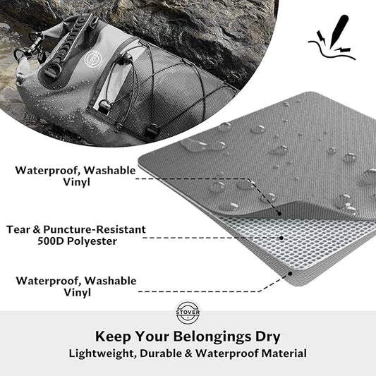 STOVER 5/10/25/30/40/55L Waterproof Dry Backpack- Medium Floating Dry Bag for Kayaking, Travel, Tubing, Hiking, Fishing, Camping, Motorcycles & the Beach, Heavy-Duty Roll Top Men/Women (Grey)