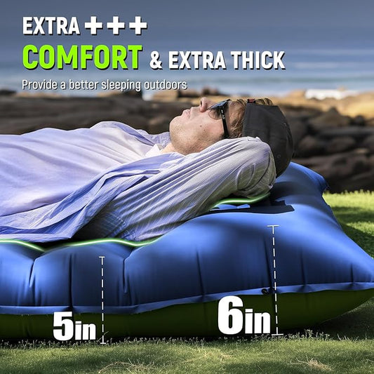 Sleeping Pad, Ultralight Inflatable Sleeping Pad for Camping with Pillow & Pump,Air Mattress Super Portable, Great for Camping Gear, Hiking, Side or Lounging Sleeper(Blue)