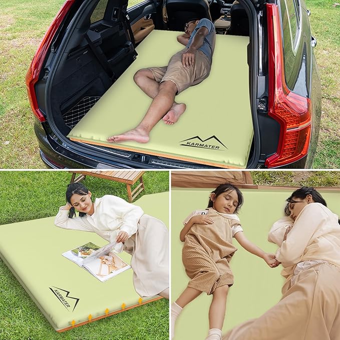 SUV Air Mattress Car Bed Camping, Inflatable Car Camping Pad with Air Pump, Ultrathick Memory Foam Camping Mattress, 9.0 R-Value Insulated Sleeping Pad 2 Person, Camping Mat for Hiking and Backpacking