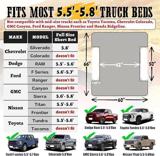 Umbrauto Air Mattress for 5-5.8 ft Full-Size Short Truck Beds, Inflatable Truck Tent Airbed with Pump, Pickup Camper Air Bed for Camping