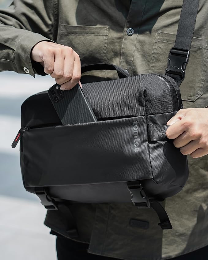 tomtoc Laptop Messenger Shoulder Bag for 13 inch iPad Pro/Air, 13 inch MacBook Pro/Air, Minimalist Chest Crossbody Bag, Water-resistant Everyday Carry Pack for Business, Travel, Work