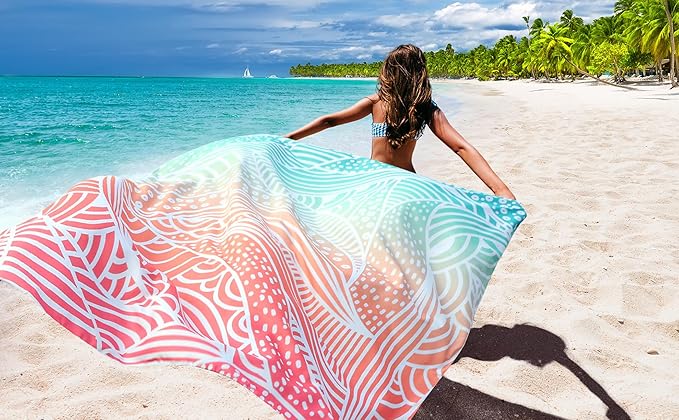 Beach Blanket Waterproof Sandproof Beach Mat 79" X 83" /10'x9'for 2-8 Adults Quick Drying Outdoor Picnic Mat Beach Accessories for Travel, Camping, Hiking