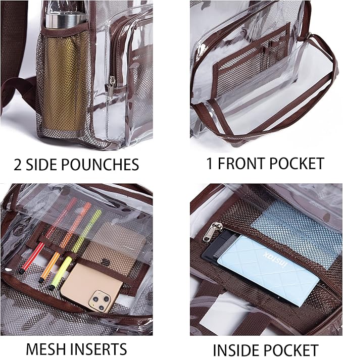 Vorspack Clear Backpack - Heavy Duty PVC Transparent See Through Backpack for College & Workplace