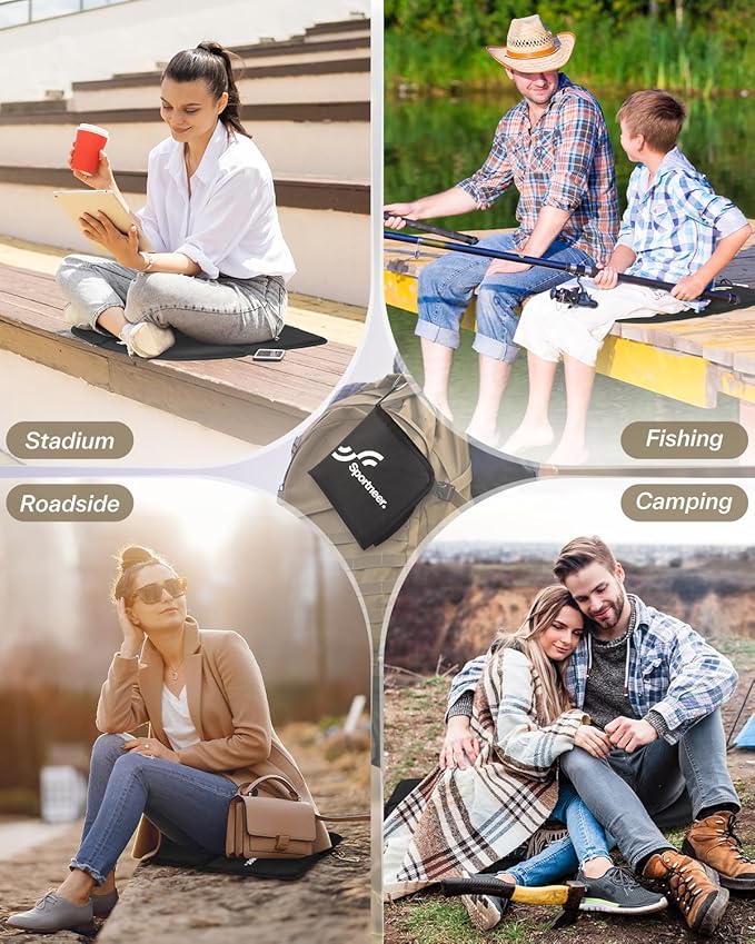 Sportneer Sitting Pad, Sit Pads for Backpacking Portable Camping Sit Pad Waterproof Folding Pad Stadium Seat Pad for for Camping Picnics Hiking