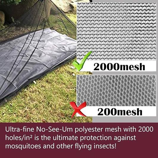 No-See-Ums Camping Mosquito Net Bed Compact and Ultra-Light for Travel,Finest Holes Mesh 2000 Noseeum Netting for Camping and Hiking, Without Sleeping Mat