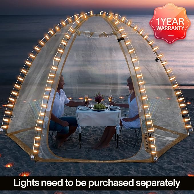 EighteenTek Sports Tent Screen House Room Greenhouse Camping Tent Canopy Gazebos 4-6 Person for Patios Large Oversize Weatherproof Pod Pop Up Tent, Cold Protection Beige 10βx10β