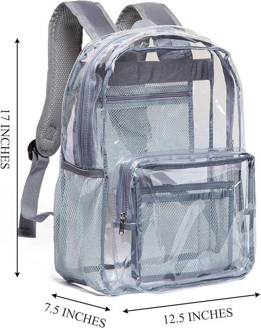 Vorspack Clear Backpack - Heavy Duty PVC Transparent See Through Backpack for College & Workplace