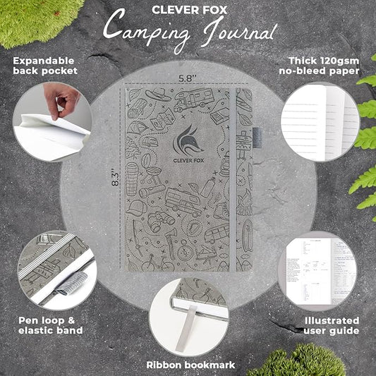 Clever Fox Camping Journal – Camper Log Book & RV Trip Planner – Outdoor Camp Journal & Adventure Travel Notebook for 12 Trips, A5 (Gray)