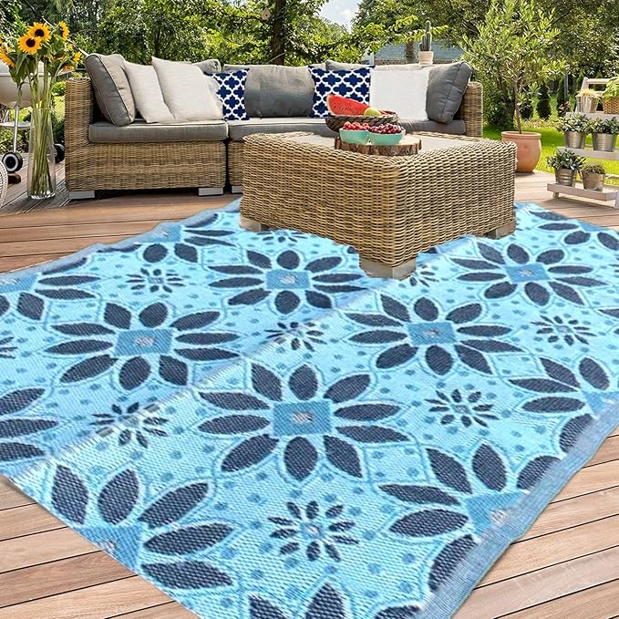 BalajeesUSA 2 Pack Outdoor Rugs Plastic Straw Patio Rugs RV Camping Reversible Mats Wholesale Price (2 Pk 5'x7') 20386