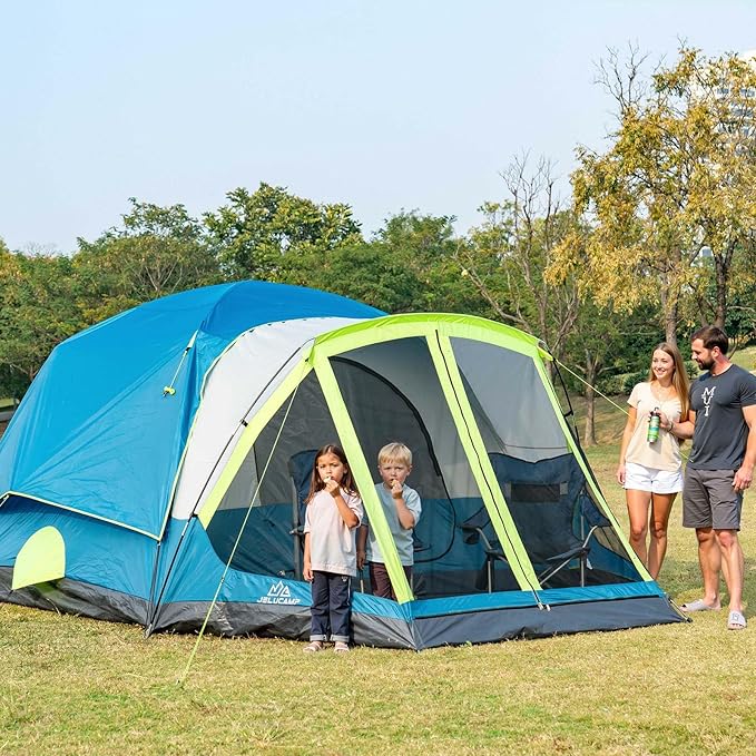 6/8 Person Large Waterproof Family Tents for Camping, Screened Camping Tent with Screen Porch, Bug-Free Relaxation & Easy Setup, Includes Rainfly & Carry Bag