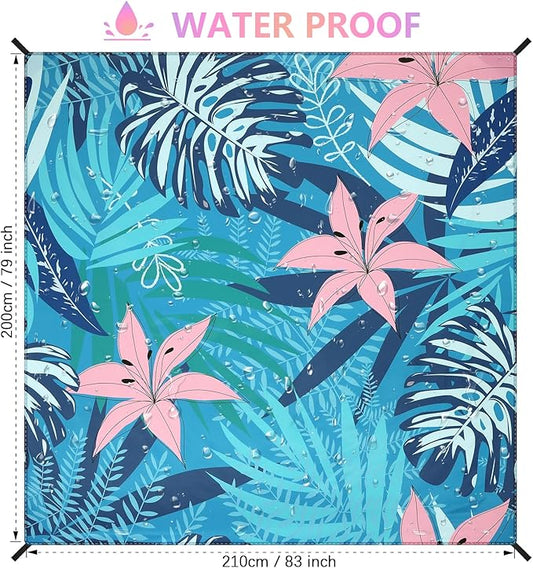 Beach Blanket Waterproof Sandproof Beach Mat 79" X 83" /10'x9'for 2-8 Adults Quick Drying Outdoor Picnic Mat Beach Accessories for Travel, Camping, Hiking