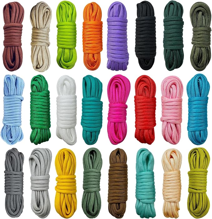 10 Feet Paracord Cord Multifunction Paracord Ropes 550lb Survival Paracord Random Combo Crafting Kit, for Making Lanyard, Bracelet, Dog Collar, Idea for Gift (24 Colors B)