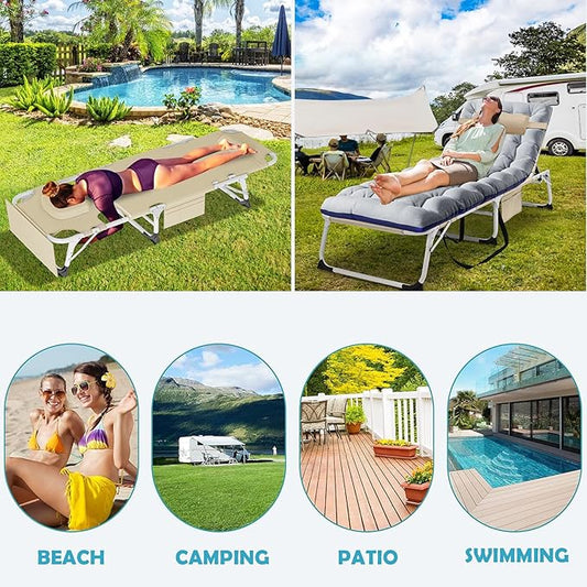 ABORON 2PK Folding Camping Cot for Adults, Heavy Duty 3-in-1 Bed for Guest Sleeping, Adjustable Double-Layer 1200D with Mattress & Carrying Bag for Home, Office, Vacation, Hospital Use