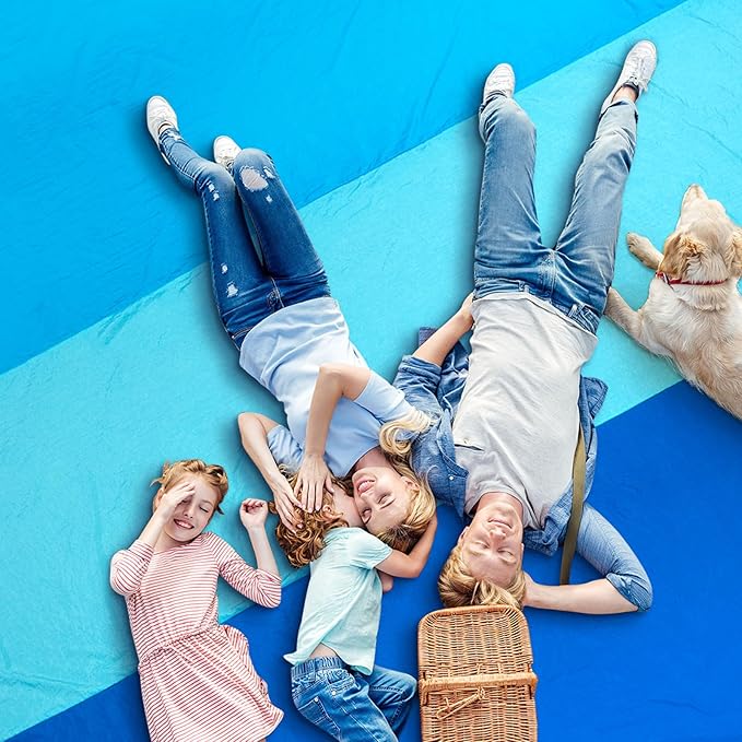 Beach Blanket Sandproof Extra Large Beach Mat Adults Waterproof Quick Drying Sand Free Mat Made by Premium Polyester with 4 Stakes & 4 Corner Pockets for Outdoor Travel Camping Hiking
