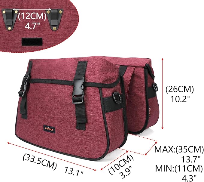 TOURBON Nylon Double Pannier Shoulder Bags Bicycle Rear Rack Trunk Motorcycle Tail Seat Bag (Purple)