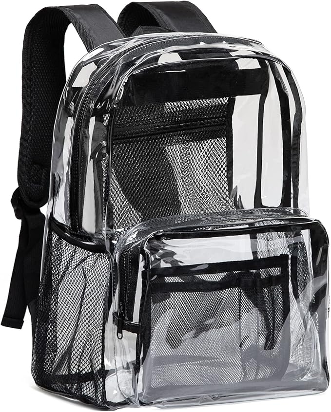 Vorspack Clear Backpack - Heavy Duty PVC Transparent See Through Backpack for College & Workplace