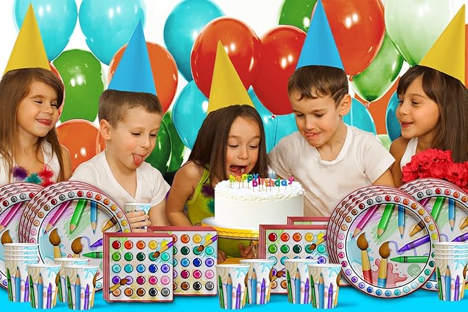 Artist Painting Birthday Party Supplies Set Plates Napkins Cups Art Tableware Kit for 16