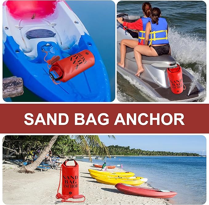 RunNico 500D Sand Anchor for Small Boats,2 in 1 PWC Jet Ski Anchor Kit with Adjustable Buoy,Waterproof Dry Bag for Jet Ski, Kayak, Boat, Watercraft and Canoe