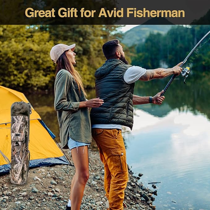 DONQL Fishing Rod Bags - Multifunction Outdoor Camping Portable Canvas Backpack Case for 5 Poles & Tackles (Camouflage)