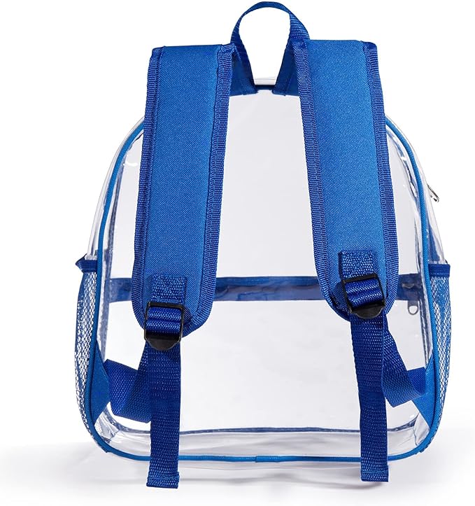 ZJIE Clear Backpack, 12x12x6 Stadium Approved, Transparent See-Through for Concerts, Sports, Work, School, Security (Blue)
