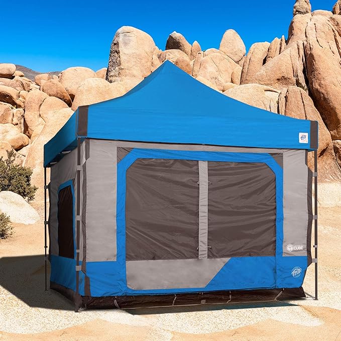E-Z UP Camping Cube 6.4, Converts 10' Straight Leg Canopy into Camping Tent (Canopy/SHELTER NOT Included), Splash