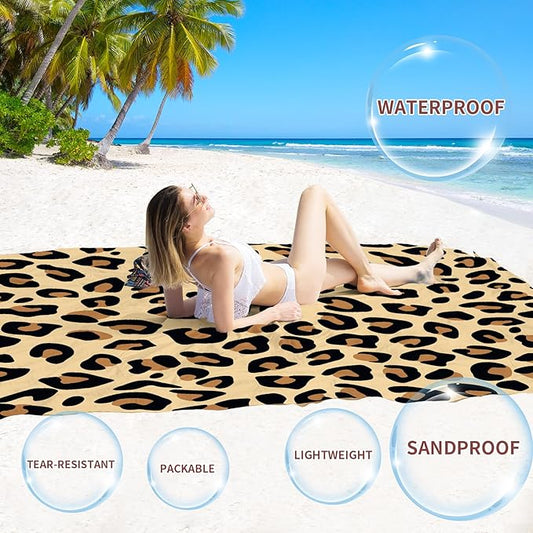BYDOLL Beach Blanket Waterproof Sandproof 78''×81'' Suits1-4 Adults Compact Lightweight Oversized Sand-Free Blanket Large Picnic Mat for Beach Travel Camping Hiking