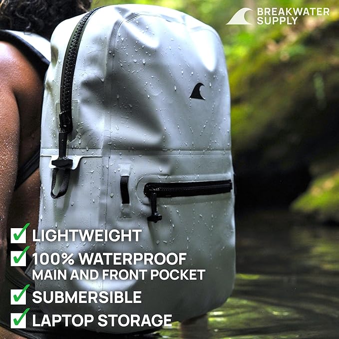 Breakwater Supply™ 100% Waterproof Submersible Backpack, Laptop Bag, Airtight Zippers | Travel Outdoors | Fogland 25L 20L 15L
