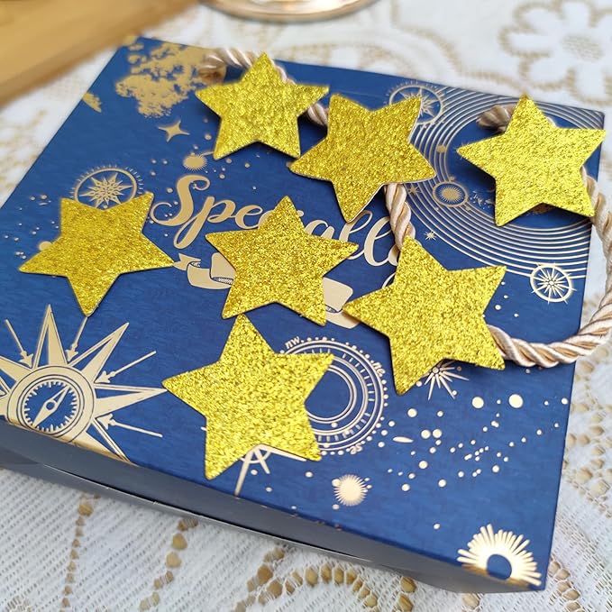 1.5 inch Gold Glitter Adhesive Star Stickers for New Year Birthday DIY Decoration Pack of 150