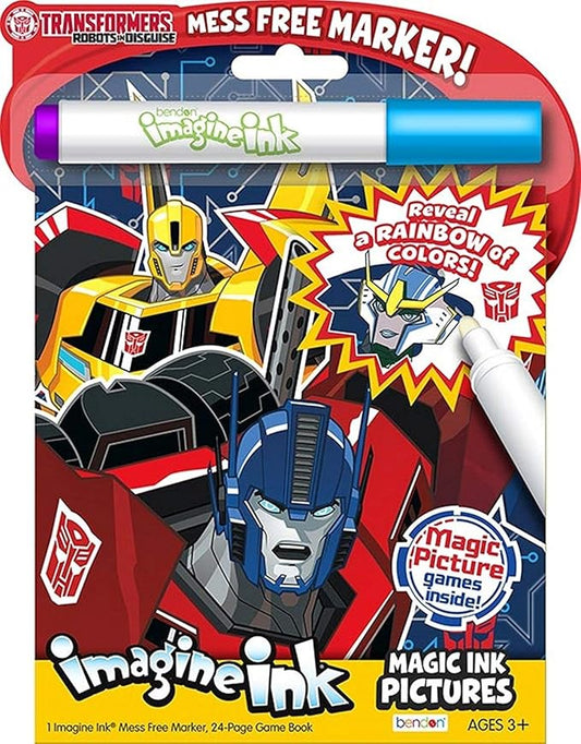Transformers Imagine Ink Coloring Book Super Set with Over 200 Transformers Stickers (Includes Mess-Free Marker)