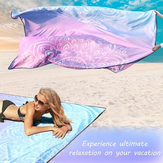 AISPARKY Beach Blanket Waterproof Sandproof, Oversized Large Beach Mat 79" X 83"/120"x108" for 1-8 Adults, Quick Drying&Compact&Lightweight, Picnic Mat Vacation Essentials for Beach Camping Travel