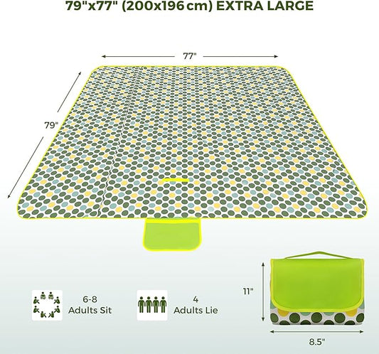 Outdoor Blanket Waterproof - Extra Large Beach Blanket Easy to Carry - Waterproof Sandfree Washable and Foldable Beach Mat - Picnic Blankets for Garden, Camping, Park, Travel