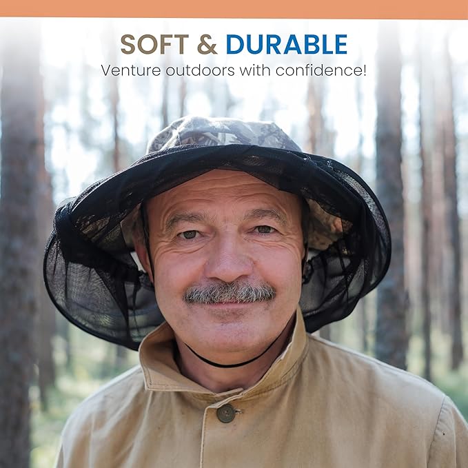 EVEN NATURALS Premium Mosquito Head Net - Ultra-Fine Bug Net for Maximum Head Protection – Lightweight, Breathable Insect Shield for Camping, Hiking and Outdoor Adventures - 25x26x39 Inches