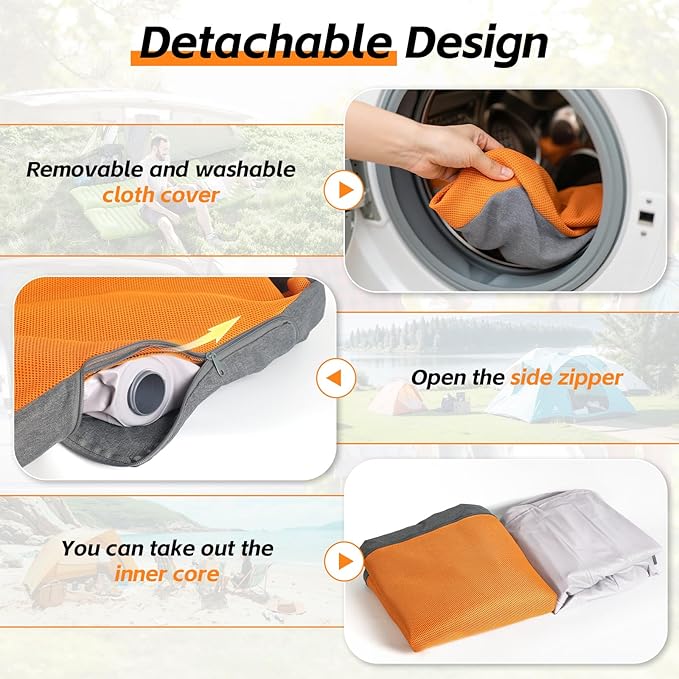 Self Inflating Sleeping Pad, Camping Mattress Built-in Electric Pump, 2-Minute Quick Inflation, Durable Waterproof and Leakproof, Compact and Portable, Suitable for Home Camping Trips