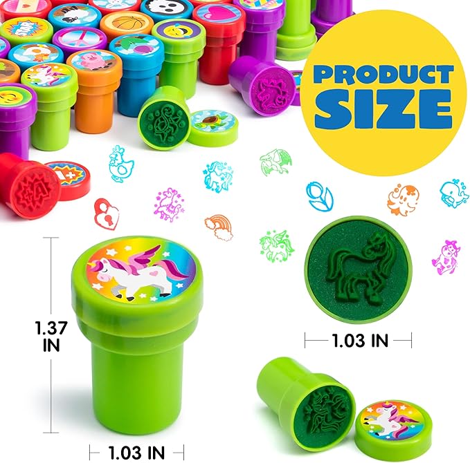 100 Pcs Assorted Stamps for Kids Self-Ink Stamps (50 Different Designs, Dinosaur, Zoo Safari Stampers) for Party Favor, Carnival Prizes, School, Easter Egg Stuffers, Halloween, Christmas