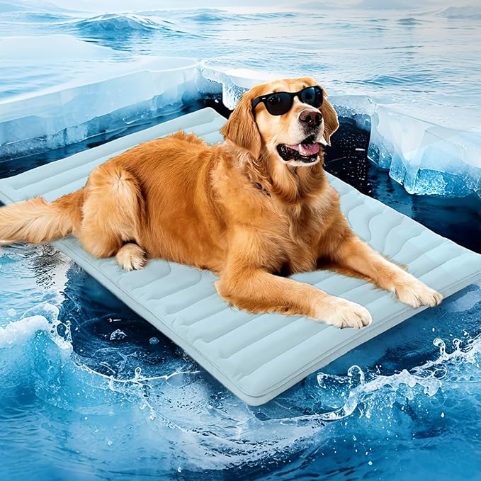 ZonLi Dog Cooling Mat, 48" x 28"Large, Reversible Cooling Pad for Dogs & Cats (Cool & Warm), Durable & Machine Washable, Pet Mat for Crate, Kennel, Bed, Sofa, Polar Blue