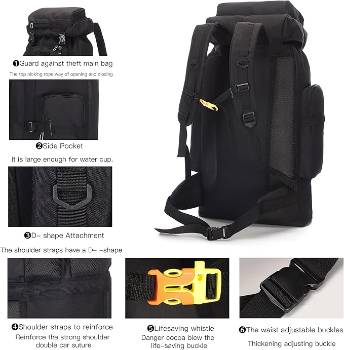 100L Tactical Military Backpack for Men - Waterproof Hiking & Hunting Pack with MOLLE System, Adjustable Suspension, Survival Gear Compartment - Outdoor Camping, Trekking Travel Backpack