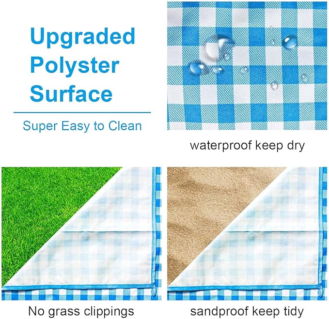 ZHUYNXIR Extra Large Picnic Blanket, 87x87 inch Waterproof Picnic Blanket, Gingham Picnic Mat for Beach, Camping Grass Picnic Blankets.