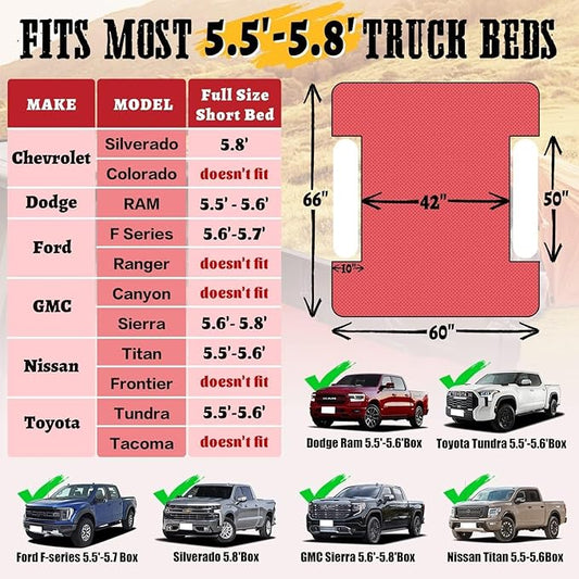 Umbrauto Truck Bed Air Mattress for 5.5-5.8ft Full Size Short Bed, Pickup Camping Airbed for Truck Tent Outdoor Travel with Carry Bag & Pump