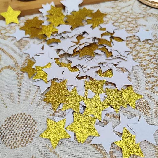 1.5 inch Gold Glitter Adhesive Star Stickers for New Year Birthday DIY Decoration Pack of 150