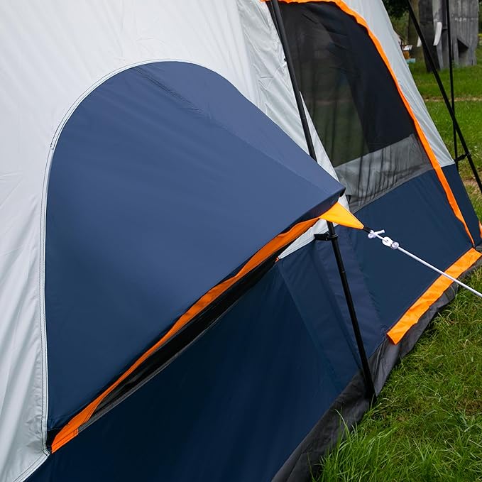 KTT Extra Large Tent 12 Person,2 Bay-Windows,Family Cabin Tents,14'Lx10'Wx6.58'H,2 Rooms and 3 Doors 3 Windows with Mesh,Waterproof,Straight Wall,Big Tent for Outdoor,Picnic,Camping,Gathering