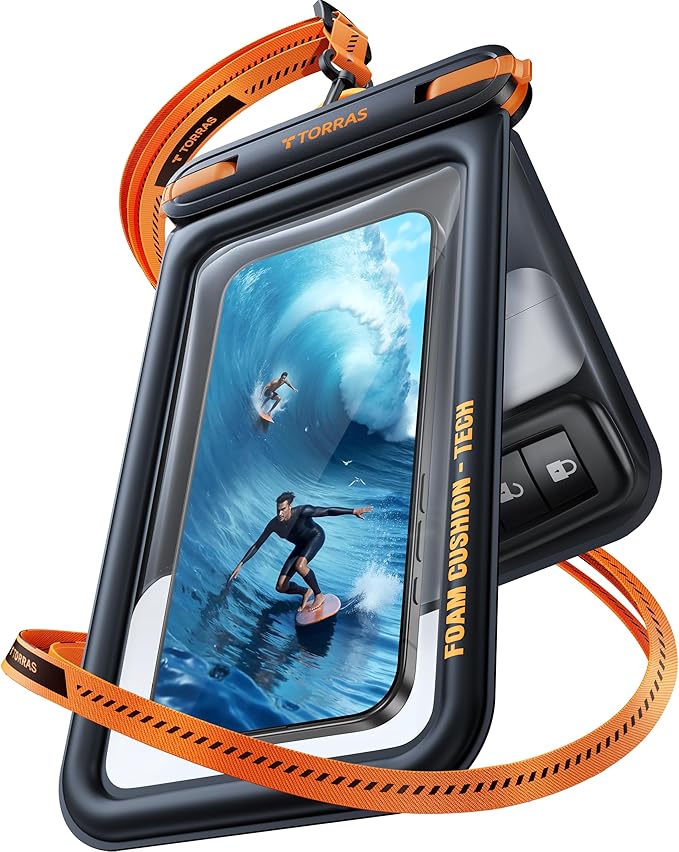 TORRAS IP68 Waterproof Phone Pouch Double Space, Floating Waterproof Phone Case with Lanyard for iPhone 16 Pro Max 15 14 13 S25 S24, Phone Dry Bag Vacation Cruise Ship Travel Essentials 7.0'', Black