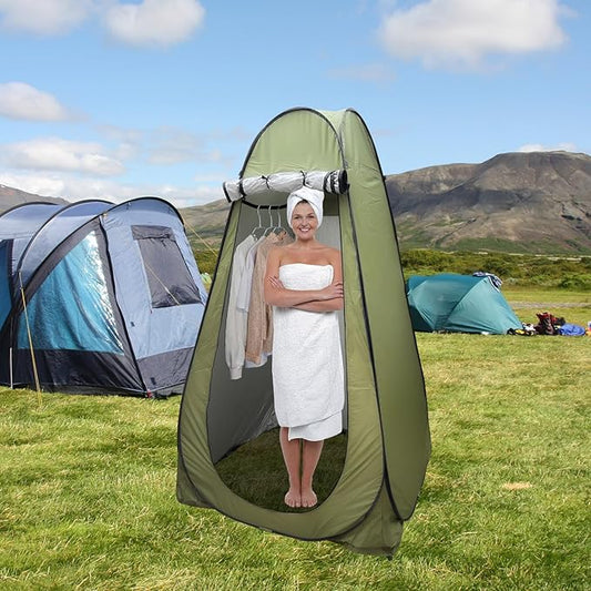 Portable Toilet Kit for Camping, XL Large Pop Up Privacy Tent and Toilet Bags, Washable Outdoor Showers Changing Rooms with Carry Bag (Green)