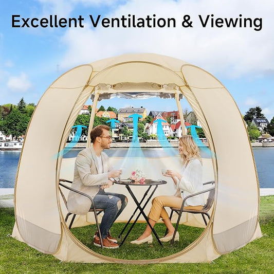 Alvantor Screen House Gazebo, 6-10-15 Person Pop Up Igloo Screened Canopy Tent with Mosquito Netting Sides, Instant UV Resistant Sun Shelter for Garden, Patio, Backyard