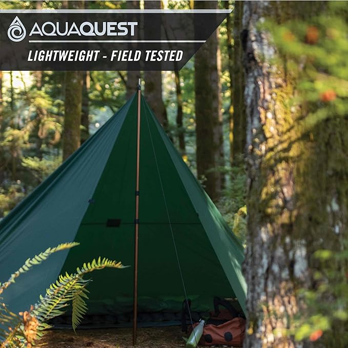 AquaQuest Safari Camping Tarp - Lightweight Durable Rain Fly - Waterproof Camping Essentials for Hiking, Backpacking & Hammock