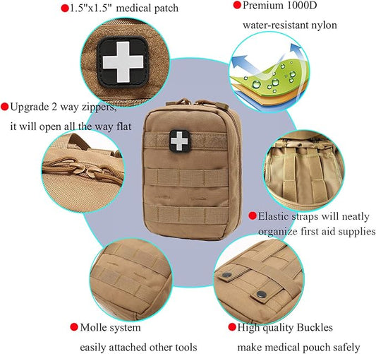 Carlebben EMT Pouch MOLLE Ifak Pouch Tactical MOLLE Medical First Aid Kit Utility Pouch