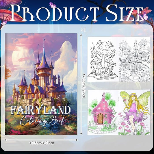 Coloring Book for Adult Coloring Book Bulk, DIY Art Coloring Book for Adult Drawing Book with Flower Words for Party Favors Goodie Bag Filler(24 Pcs,Fairyland)